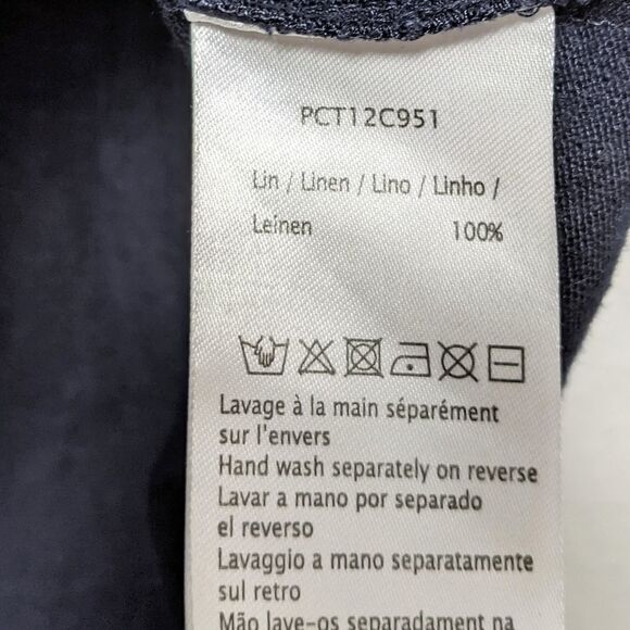 PABLO Navy Blue Linen Braided Shoulder Top L - Picture 5 of 7